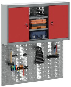 vidaXL Σετ Εργαλείων με 3 Κομμάτια και Πίνακα Αναρτήσεων  Τοποθετημένο στον Τοίχο Κόκκινο Μεταλλικό