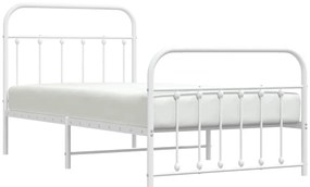 vidaXL Πλαίσιο Κρεβατιού με Κεφαλάρι&Ποδαρικό Λευκό 100x190εκ. Μέταλλο