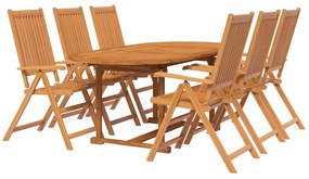 vidaXL Σετ Τραπεζαρίας Κήπου 7 Τεμαχίων από Μασίφ Ξύλο Ακακίας 120-170 εκ.