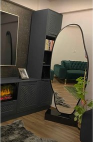 Stewehome Ασύμμετρος καθρέφτης δαπέδου MDF (Μαύρο) 180x65 cm