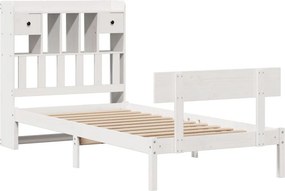 vidaXL Κρεβάτι Βιβλιοθήκη Χωρίς Στρώμα Λευκό 75x190 εκ Μασίφ Πεύκο
