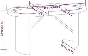 vidaXL Τραπέζι Πόκερ για 10 Παίκτες Μπλε 160 x 80 x 75 εκ.