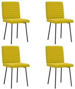 vidaXL Καρέκλες Τραπεζαρίας 4 τεμ. Κίτρινες Βελούδινες