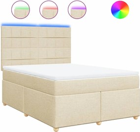vidaXL Κρεβάτι Boxspring με Στρώμα Κρεμ 140x200 εκ. Υφασμάτινο