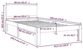 ΠΛΑΙΣΙΟ ΚΡΕΒΑΤΙΟΥ ΛΕΥΚΟ 90 X 190 ΕΚ. ΜΑΣΙΦ ΞΥΛΟ 3FT SINGLE 810461