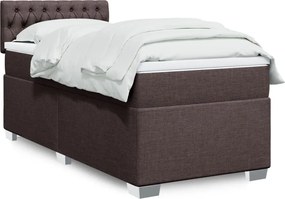 vidaXL Κρεβάτι Boxspring με Στρώμα Σκούρο Καφέ 100x200 εκ. Υφασμάτινο