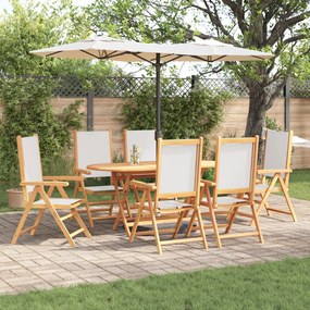 vidaXL Σετ Τραπεζιού Κήπου 7 pcs Κρεμ λευκό Σετ 6 Θέσεων
