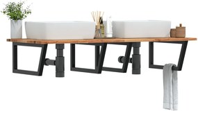 Ράφι Νιπτήρα Τοίχου από Ατσάλι / Μασίφ Ξύλο Ακακίας