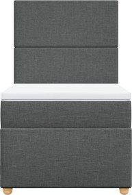 vidaXL Κρεβάτι Boxspring με Στρώμα Σκούρο Γκρι 90x200 εκ. Υφασμάτινο