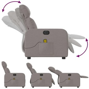 vidaXL Πολυθρόνα Μασάζ Ηλεκτρική Ανακλινόμενη Taupe Υφασμάτινη