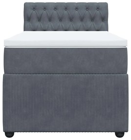 vidaXL Κρεβάτι Boxspring με Στρώμα Σκούρο Γκρι 100x200 εκ. Βελούδινο