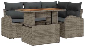 vidaXL Σετ Καναπέ Κήπου με αποθήκευση 5 pcs Γκρι Πολυ ράταν