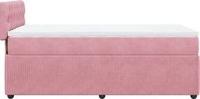 vidaXL Κρεβάτι Boxspring με Στρώμα Ροζ 80 x 200 εκ. Βελούδινο