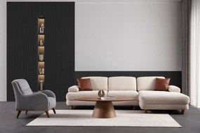 Corner Sofa-Bed Nice L Corner Right - Cream Cream