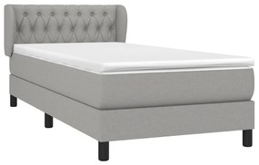 vidaXL Κρεβάτι Boxspring με Στρώμα Ανοιχτό Γκρι 100x200 εκ. Υφασμάτινο