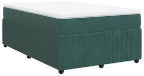vidaXL Κρεβάτι Boxspring με Στρώμα Σκούρο Πράσινο 120x200εκ. Βελούδινο