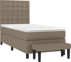 vidaXL Κρεβάτι Boxspring με Στρώμα Taupe 90x190 εκ.Υφασμάτινο