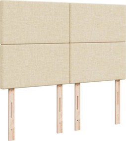 vidaXL Κρεβάτι Boxspring με Στρώμα Κρεμ 140x200 εκ. Υφασμάτινο