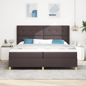 vidaXL Κρεβάτι με Στρώμα Σπαστό Σκούρο Καφέ 200x200 εκ. Υφάσματος