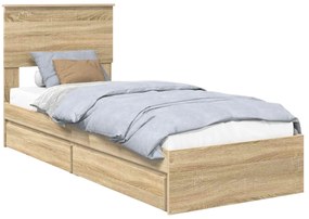 vidaXL Κρεβάτι Αποθήκης Δρύς Sonoma 75 x 190 cm Επεξεργασμένο ξύλο