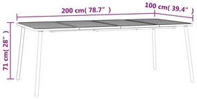 ΤΡΑΠΕΖΙ ΚΗΠΟΥ ΑΝΘΡΑΚΙ 200X100X71 ΕΚ. ΑΤΣΑΛΙΝΟ 362741