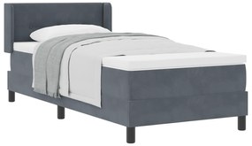 vidaXL Κρεβάτι Box Spring με στρώμα  Γκρι 90x200 εκ Βελούδο