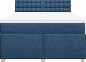 vidaXL Κρεβάτι Boxspring με Στρώμα Μπλε 160x200 εκ. Υφασμάτινο