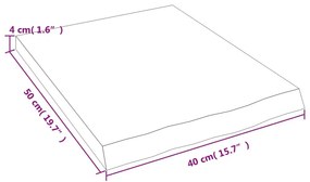 Πάγκος Μπάνιου Αν. Καφέ 40x50x(2-4) εκ. Επεξεργ. Μασίφ Ξύλο - Καφέ