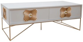 Τραπεζάκι Σαλονιού Mdf Λευκό-Χρυσό 120x60x45εκ. Zen Collection 24.39.51295