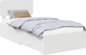 vidaXL Σκελετός Κρεβατιού Λευκό 90 x 190 cm Επεξεργασμένο ξύλο