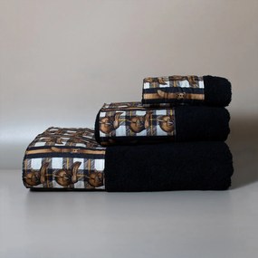 Πετσέτα Προσώπου (50x100) White Fabric Horsie Black 600gsm