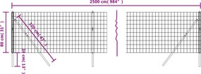 vidaXL Συρματόπλεγμα Περίφραξης Ανθρακί 0,8x25 μ. Γαλβανισμένο Ατσάλι