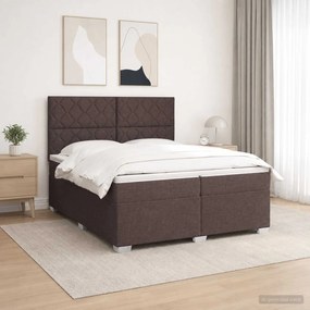 vidaXL Κρεβάτι box spring με στρώμα Σκούρο Καφέ 200 x 200 cm Ύφασμα