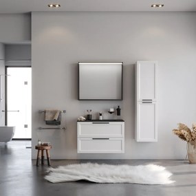 Martin Laguna 80 White Matt  MDF - Πάγκος με Νιπτήρα &amp; Καθρέπτη