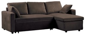 Καναπές-Κρεβάτι Γωνιακός MONTREAL Ύφασμα Σκούρο Καφέ 223x146x83cm