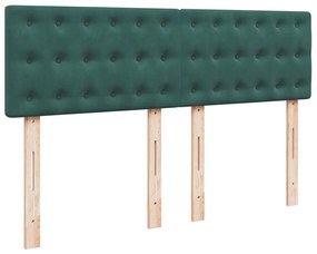 Κρεβάτι Boxspring με Στρώμα Σκούρο Πράσινο 140x200εκ. Βελούδινο - Πράσινο