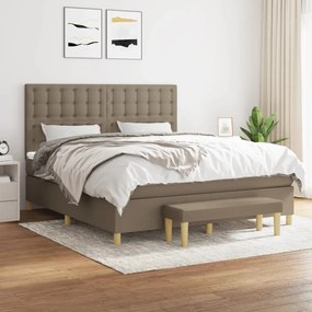 Κρεβάτι Boxspring με Στρώμα Taupe 180x200 εκ. Υφασμάτινο - Μπεζ-Γκρι