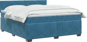vidaXL Κρεβάτι Box Spring με Στρώμα και LED Μπλε 200 x 200 cm Βελούδο