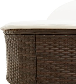 vidaXL Ξαπλώστρα Διπλή Καφέ από Συνθετικό Ρατάν με Μαξιλάρια