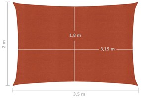 vidaXL Πανί Σκίασης Τερακότα 2 x 3,5 μ. από HDPE 160 γρ./μ²