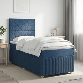 vidaXL Κρεβάτι box spring με στρώμα Μπλε 80 x 200 cm Ύφασμα