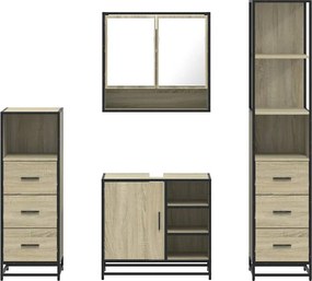 vidaXL Σετ Επίπλων Μπάνιου 4 Τεμαχίων Sonoma Δρυς Επεξεργασμένο Ξύλο