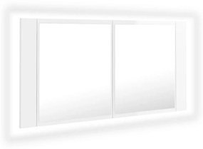 vidaXL Ντουλάπι Μπάνιου με Καθρέφτη & LED Γυαλιστερό Λευκό Ακρυλικός