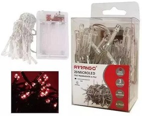 20 χριστουγεννιάτικα λαμπάκια Led κόκκινα 2μ με μπαταρία ARRANGO AN79474
