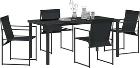 vidaXL Σέτ φαγητού για κήπο 5 pcs Μαύρο Textilene και Χάλυβας