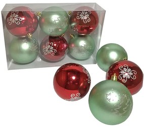 Σετ Μπάλες 6τμχ Κόκκινες-Πράσινες Δ8εκ. Xmas fest 93-2756