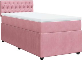 vidaXL Κρεβάτι Boxspring με Στρώμα Ροζ 100x200 εκ. Βελούδινο