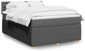 vidaXL Κρεβάτι Boxspring με Στρώμα Σκούρο Γκρι 140x200 εκ Υφασμάτινο