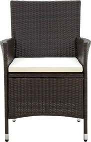 vidaXL Σετ Τραπεζαρίας Εξ. Χώρου 5 τεμ. Καφέ Συνθ. Ρατάν με Μαξιλάρια