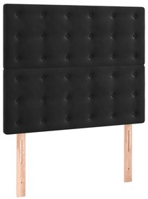 vidaXL Κρεβάτι Boxspring με Στρώμα Μαύρο 90x200 εκ. Βελούδινο